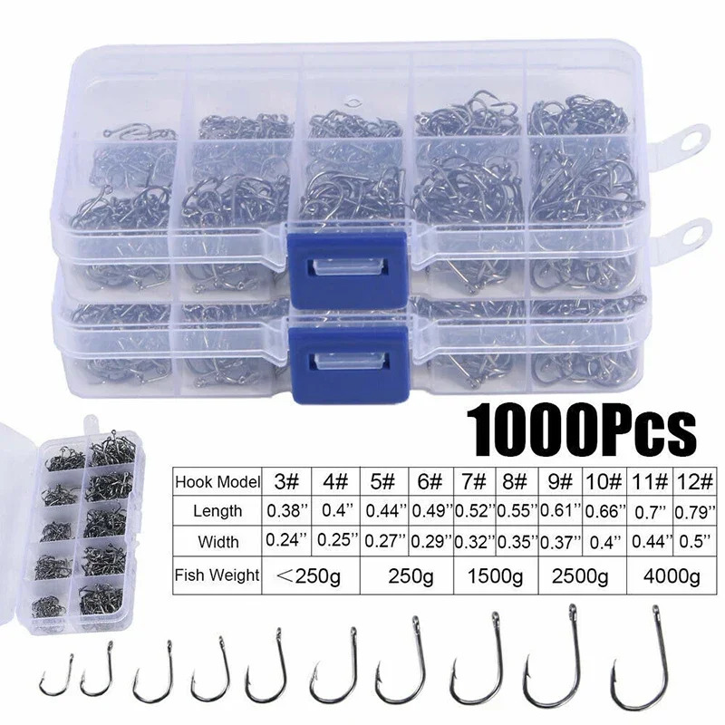 50-1600Pcs/BoxFishing Hooks Ca - Fishing Hook Assortment ulasan dan harga